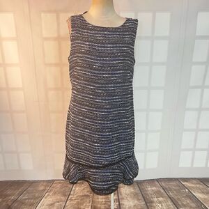 Calvin Klein sleeveless blue tweed business professional sheath dress size 14